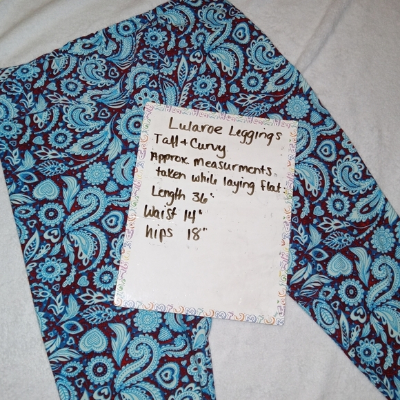 5 for $10 LuLaRoe Tall & Curvy Paisley Print Leggings - Picture 4 of 6